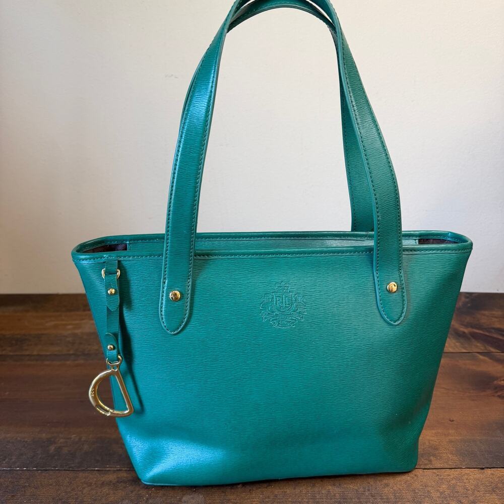 Lauren RALPH LAUREN Emerald Kelly Green Handbag Gold Hardware Satchel Purse